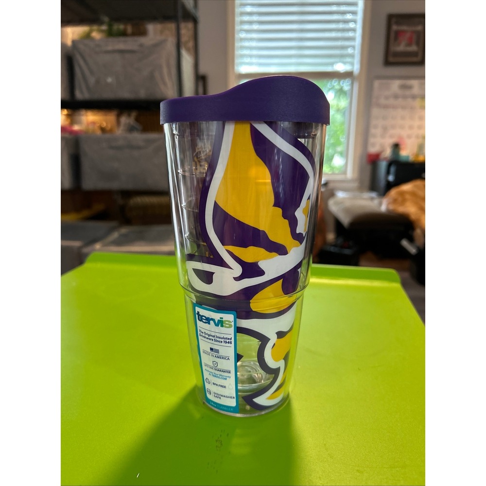 LSU Tigers Tervis Tumbler 24oz Insulated Travel Cup with Lid Purple Gold Logo